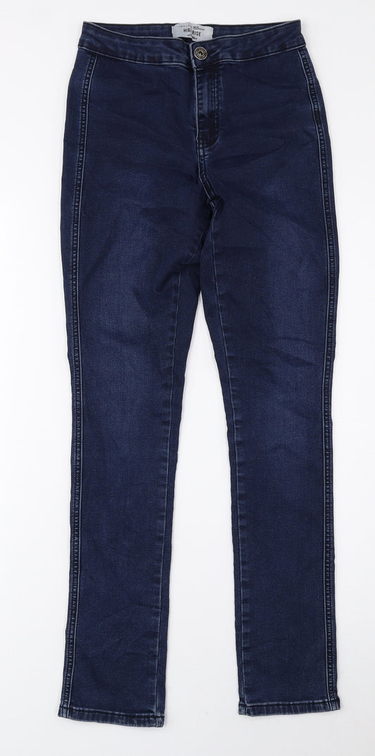 New Look Girls Blue Cotton Skinny Jeans Size 13 Years Regular Zip