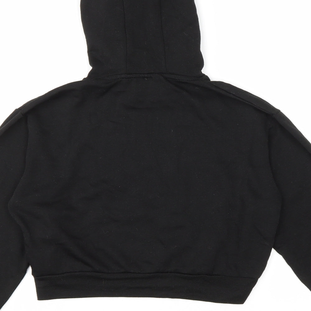 Lily Lane Girls Black Cotton Pullover Hoodie Size 13 Years Pullover - Cropped
