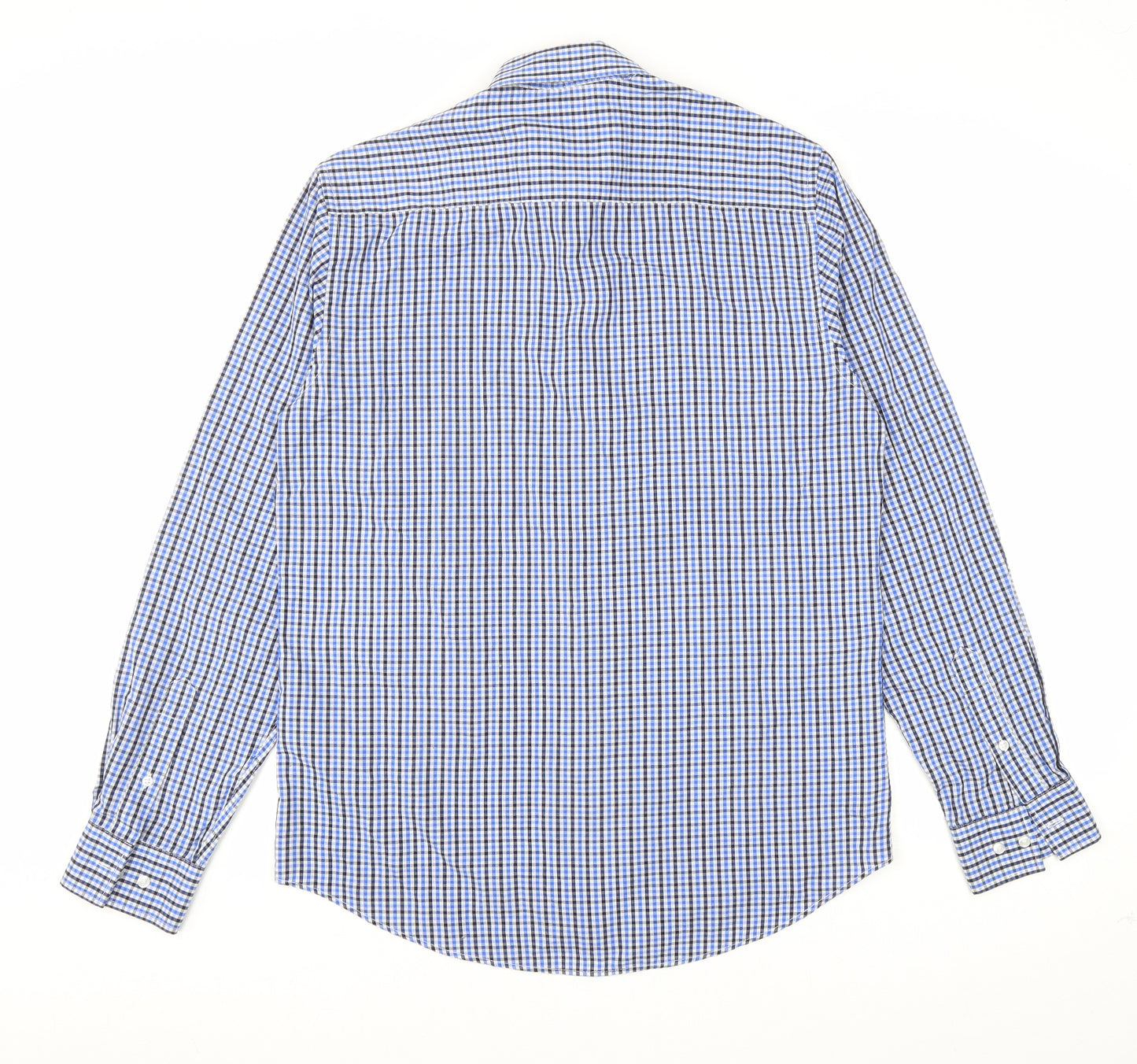 Primark Mens Blue Plaid Cotton Button-Up Size 15.5 Collared Button