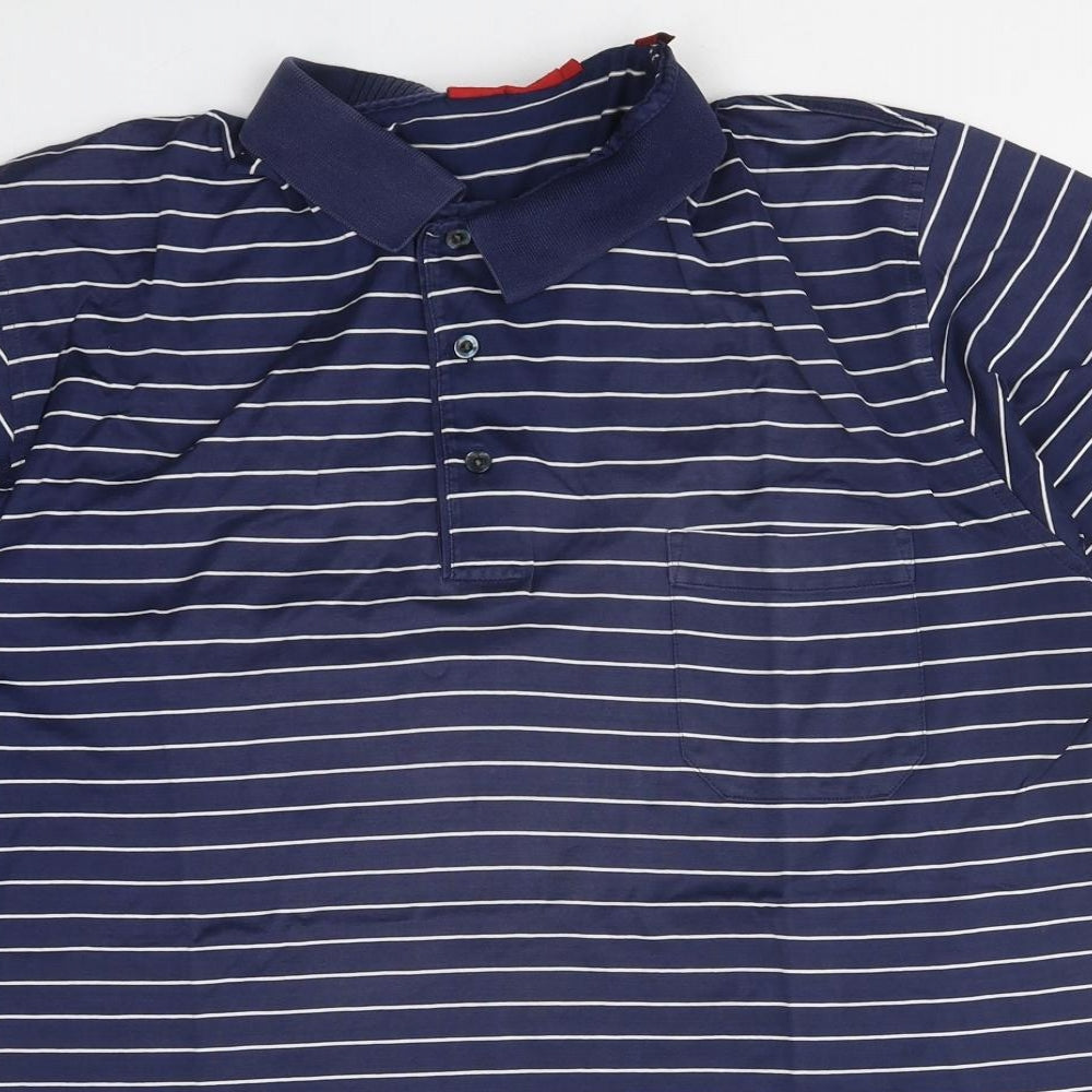 Ganton Mens Blue Striped Polyester T-Shirt Size XL Collared