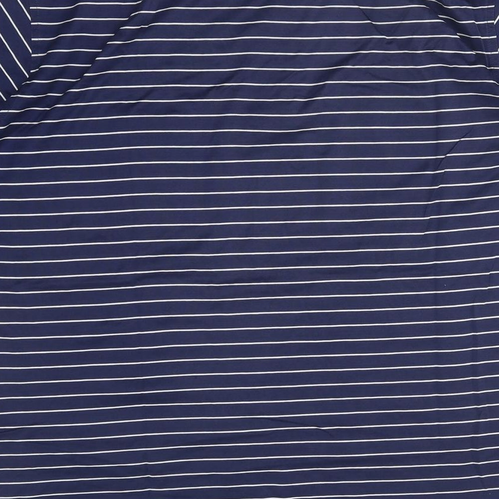 Ganton Mens Blue Striped Polyester T-Shirt Size XL Collared