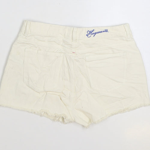Marks and Spencer Girls Ivory Cotton Hot Pants Shorts Size 13-14 Years Regular Zip - Hogwarts