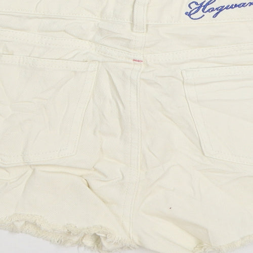 Marks and Spencer Girls Ivory Cotton Hot Pants Shorts Size 13-14 Years Regular Zip - Hogwarts