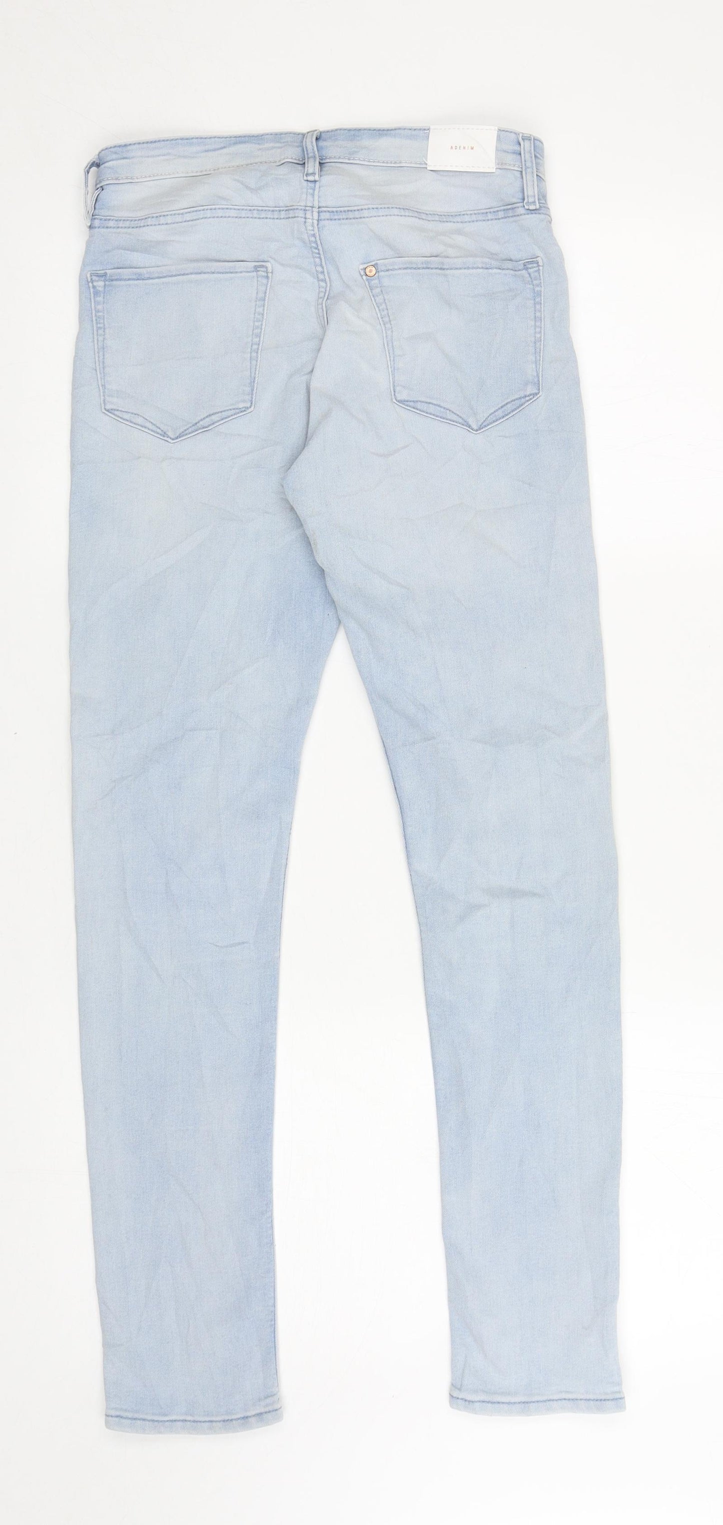 & Denim Girls Blue Cotton Skinny Jeans Size 13-14 Years L28.5 in Regular Zip
