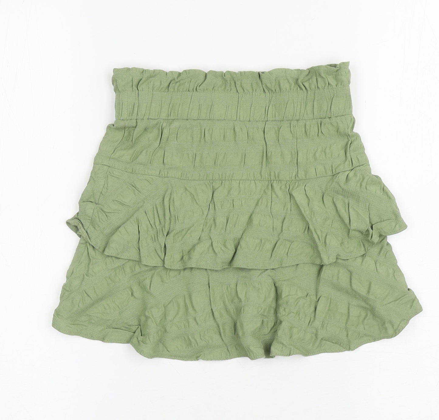 George Girls Green Viscose Peasant Skirt Size 7-8 Years Regular Pull On