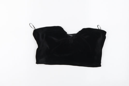 Zara Womens Black Polyester Cropped Blouse Size L Sweetheart