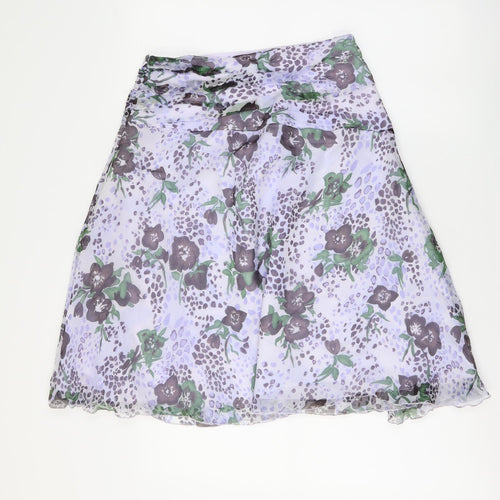 Nougat Womens Purple Floral Polyester A-Line Skirt Size 28 in Zip