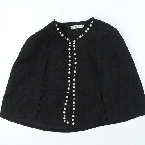 Hanyu Girls Black Overcoat Jacket Size XL Hook & Eye