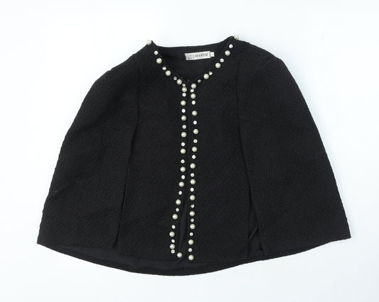 Hanyu Girls Black Overcoat Jacket Size XL Hook & Eye