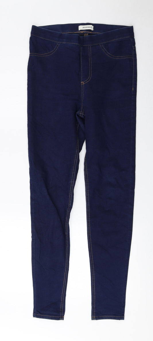 Marks and Spencer Womens Blue Cotton Jegging Leggings Size 8 L27 in