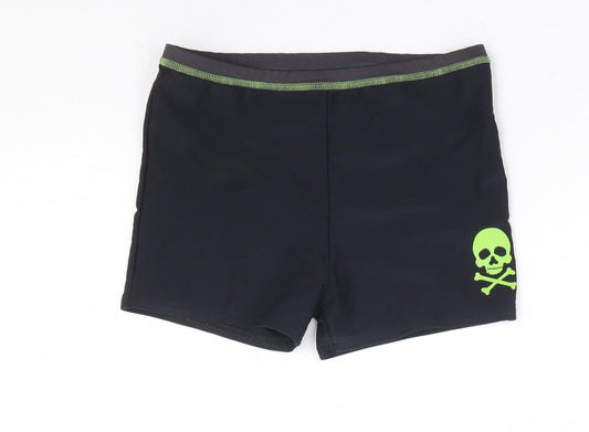 F&F Boys Black Nylon Sweat Shorts Size 10-11 Years Regular - Skull Swimshort