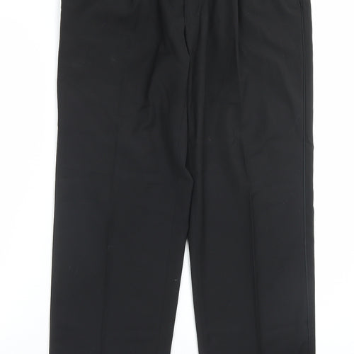 Marks and Spencer Mens Black Polyester Trousers Size 34 in L31 in Regular Hook & Eye