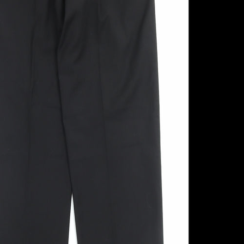 Marks and Spencer Mens Black Polyester Trousers Size 34 in L31 in Regular Hook & Eye