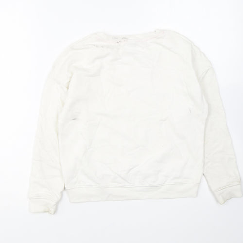 TU Girls White Cotton Pullover Sweatshirt Size 10 Years Pullover - Weekend