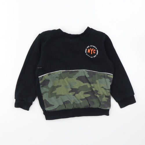 F&F Boys Black Camouflage Cotton Pullover Sweatshirt Size 2-3 Years Pullover - NYC