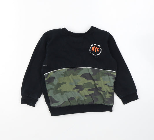 F&F Boys Black Camouflage Cotton Pullover Sweatshirt Size 2-3 Years Pullover - NYC