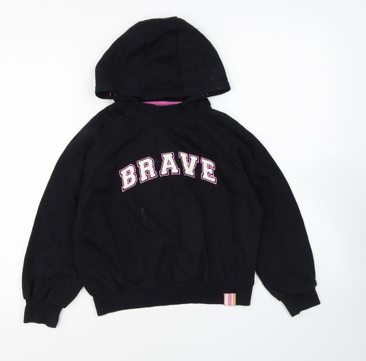 Primark Girls Black Cotton Pullover Hoodie Size 8-9 Years Pullover - Brave