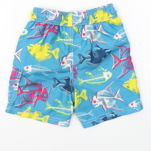 M&Co Boys Multicoloured Geometric Polyester Sweat Shorts Size 3-4 Years Regular Drawstring - Swim Shorts