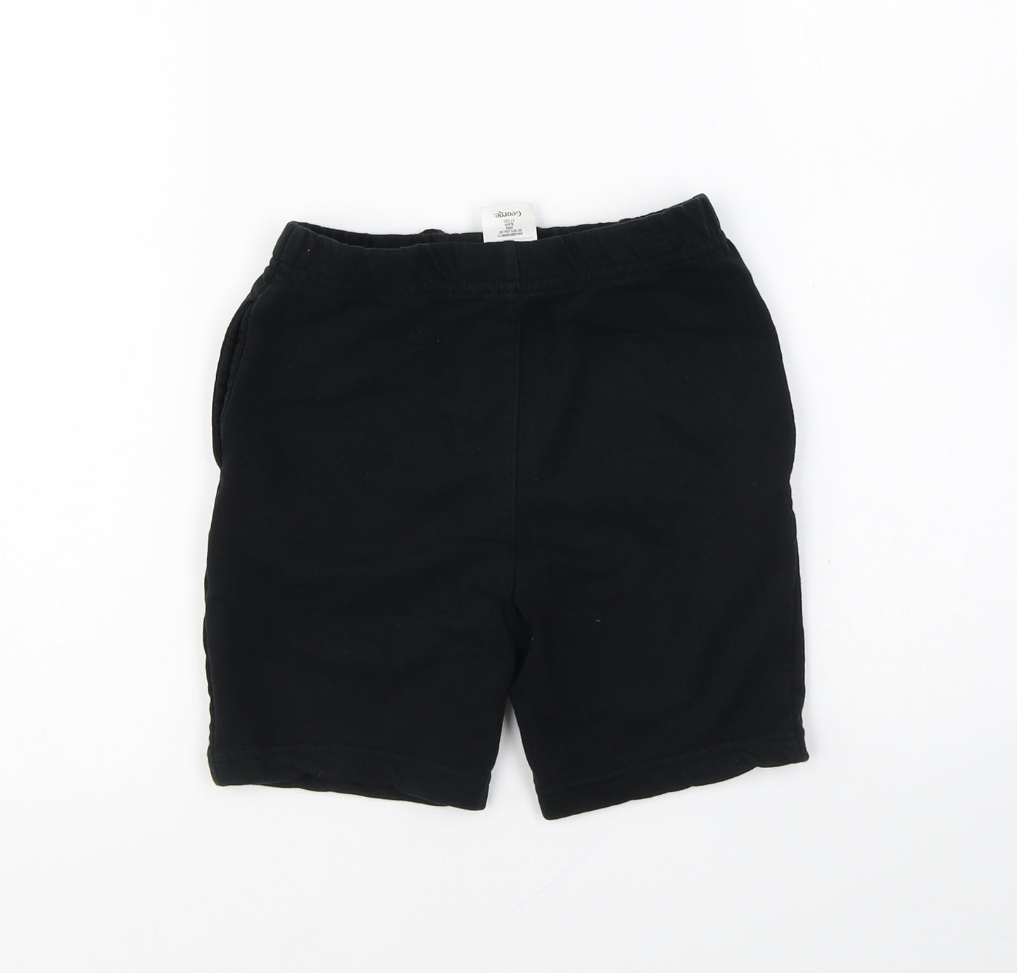 George Boys Black Cotton Sweat Shorts Size 5-6 Years Regular Drawstring