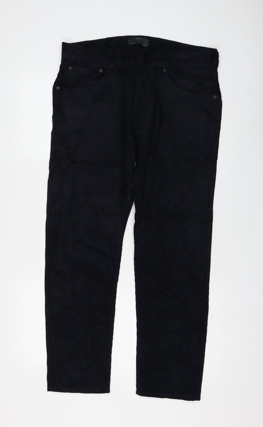 Marks and Spencer Mens Blue Polyester Trousers Size 34 in L39 in Regular Zip