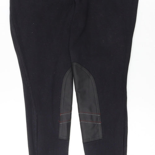 Fouganza Womens Black Argyle/Diamond Cotton Compression Trousers Size XL L28 in Zip - Equine sports/horseriding