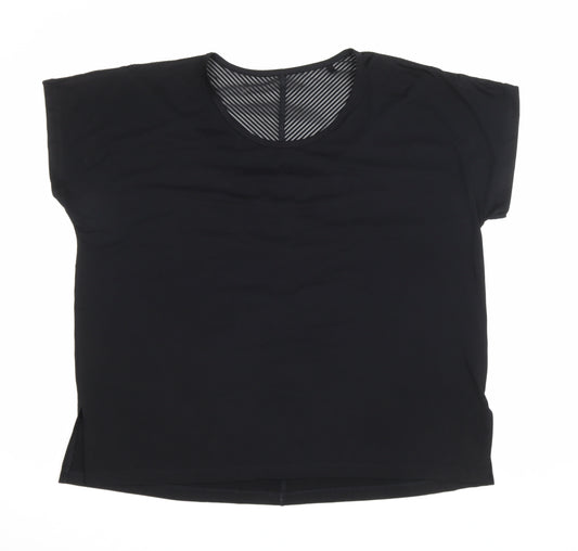 Crivit Womens Black Polyester Basic T-Shirt Size L Round Neck