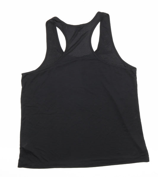 Workout Womens Black Polyester Basic Tank Size XL Scoop Neck Pullover