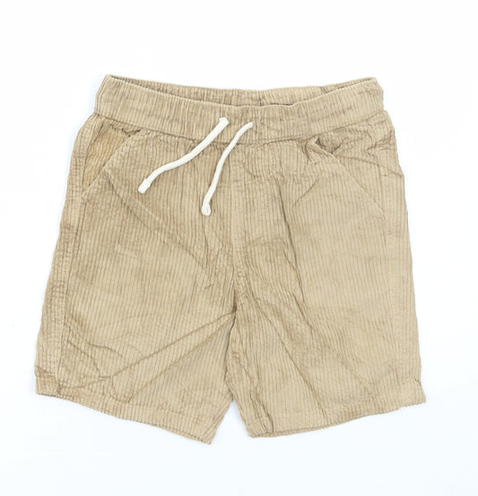 Marks and Spencer Boys Brown Cotton Sweat Shorts Size 8-9 Years Regular Drawstring