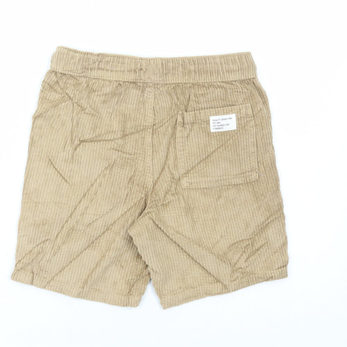 Marks and Spencer Boys Brown Cotton Sweat Shorts Size 8-9 Years Regular Drawstring