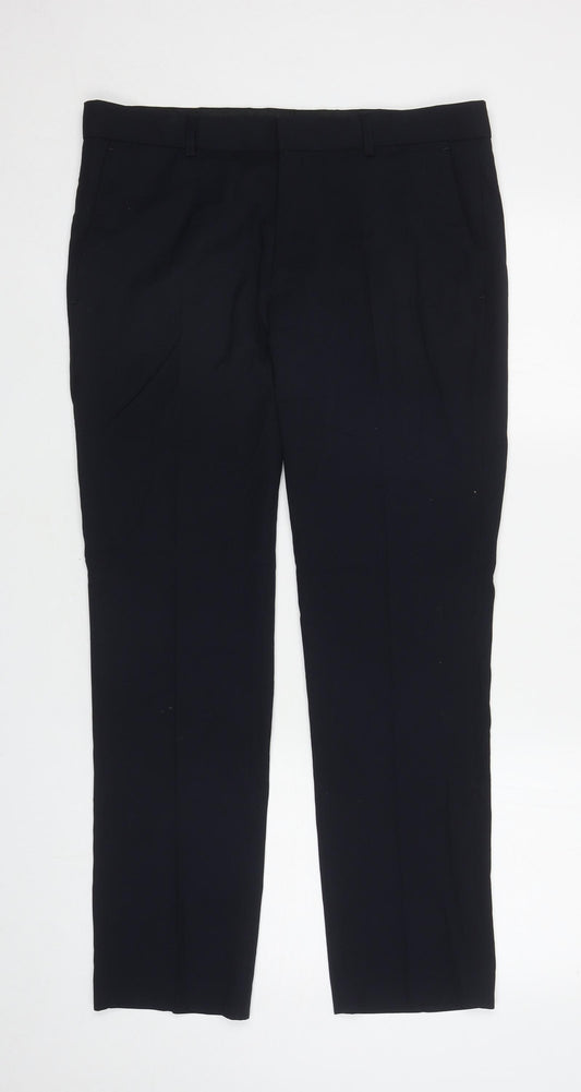 Topman Mens Blue Polyester Dress Pants Trousers Size 34 in L28 in Regular Zip