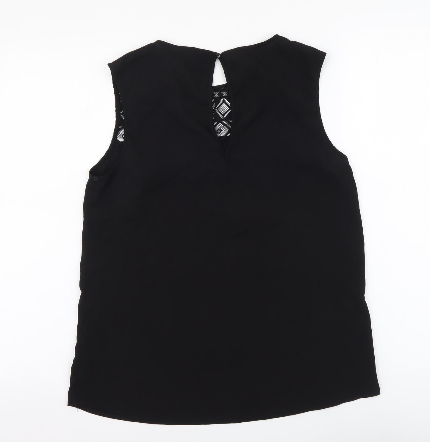 A&G Womens Black Polyester Basic Tank Size M Round Neck