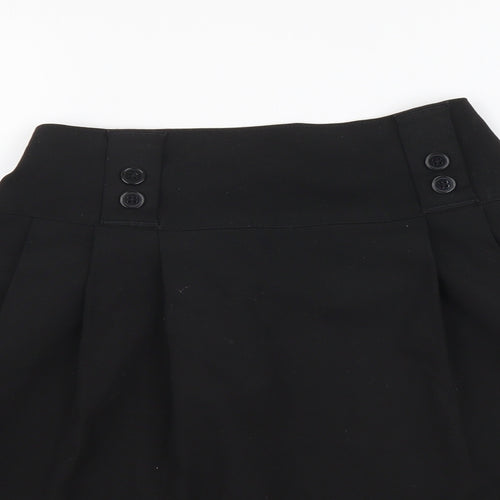 Marks and Spencer Girls Black Polyester Skater Skirt Size 12-13 Years Regular Zip