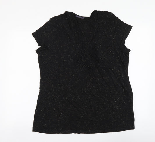 Marks and Spencer Womens Black Viscose Basic Blouse Size 18 Round Neck