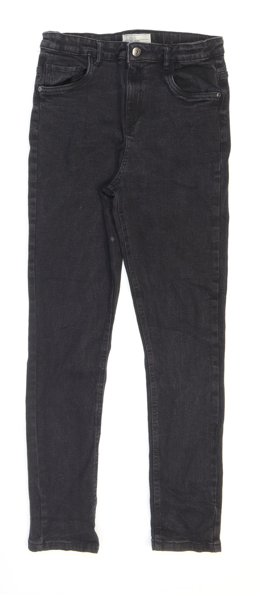 Peacocks Girls Black Cotton Skinny Jeans Size 13-14 Years L27 in Regular Zip