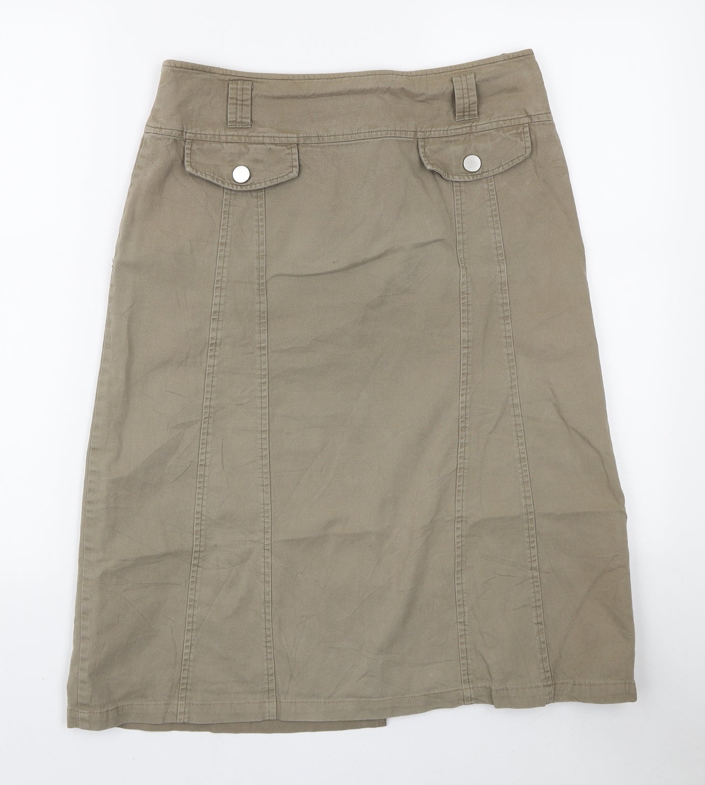 Steilmann Womens Beige Cotton A-Line Skirt Size M Zip