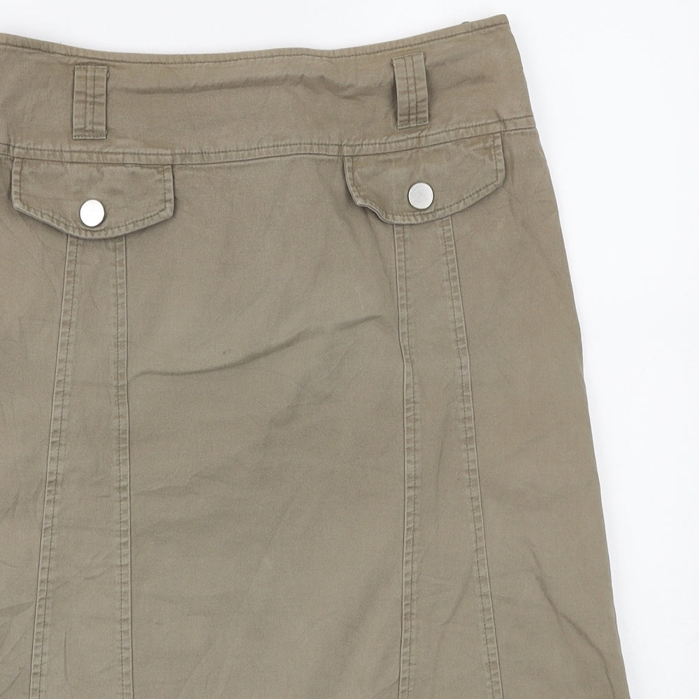 Steilmann Womens Beige Cotton A-Line Skirt Size M Zip
