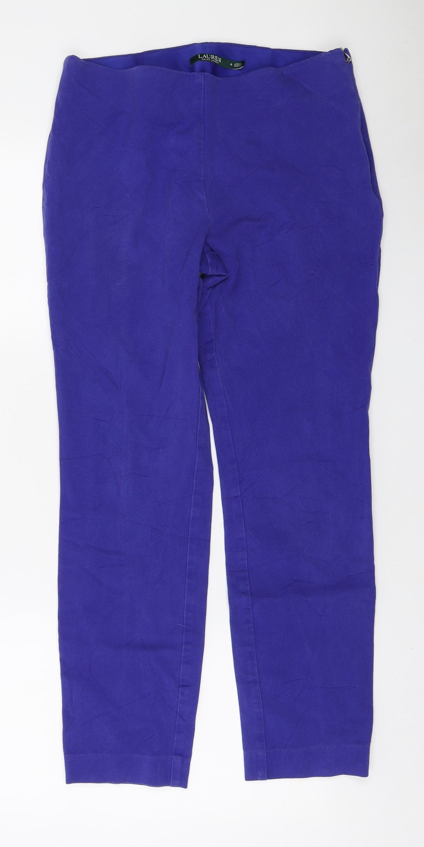 Ralph Lauren Womens Purple Viscose Trousers Size 8 L26 in Regular Zip