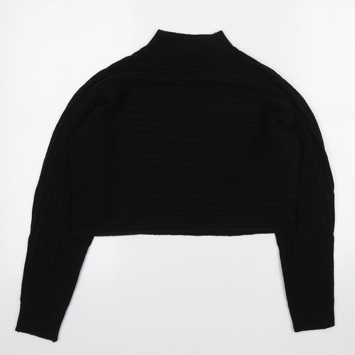 New Look Girls Black Mock Neck Striped Acrylic Pullover Jumper Size 12-13 Years Pullover