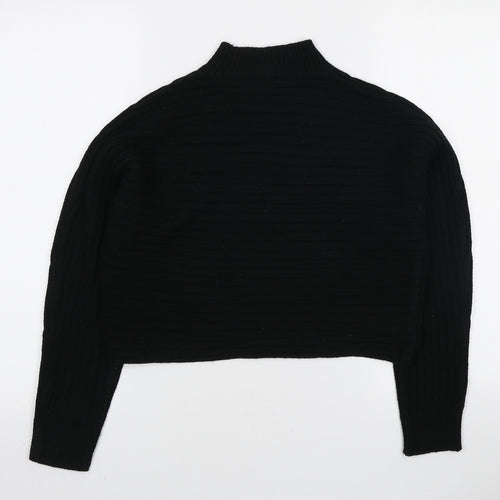 New Look Girls Black Mock Neck Striped Acrylic Pullover Jumper Size 12-13 Years Pullover