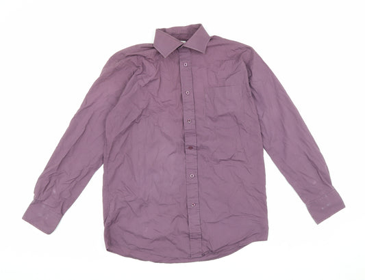 Primark Mens Purple Polyester Button-Up Size 15 Collared Button