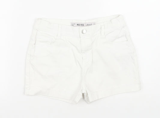 Denim & Co. Girls White Cotton Chino Shorts Size 12-13 Years Regular Zip