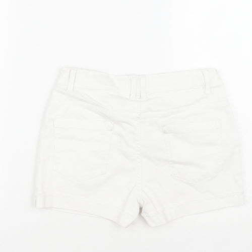 Denim & Co. Girls White Cotton Chino Shorts Size 12-13 Years Regular Zip