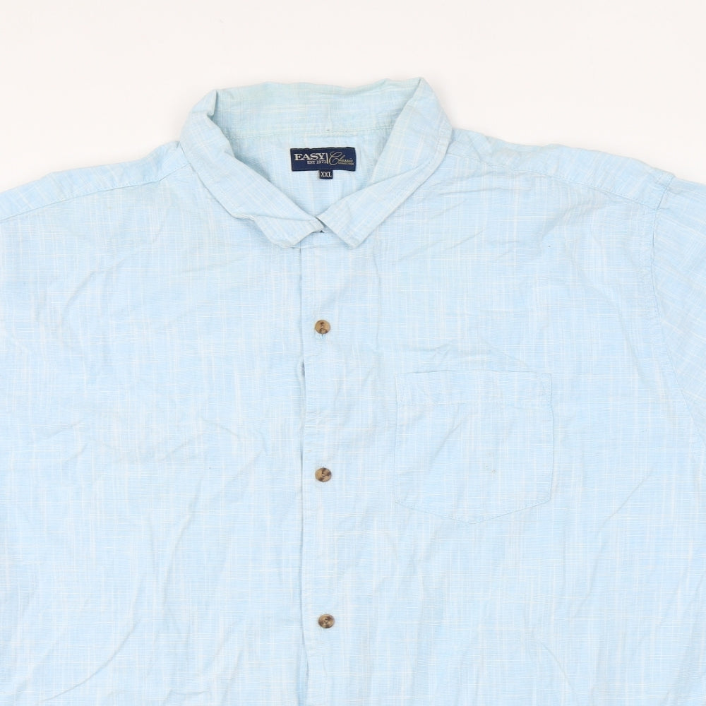 Easy Mens Blue Cotton Button-Up Size 2XL Collared Button