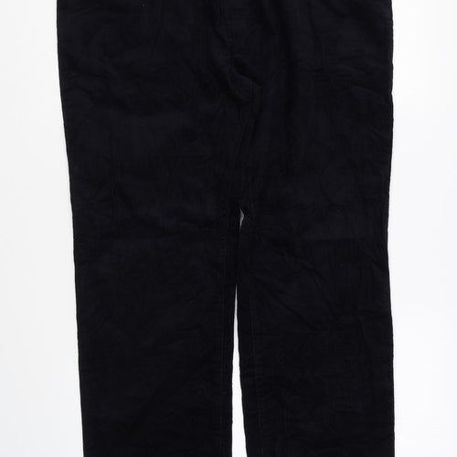 Marks and Spencer Mens Blue Cotton Trousers Size 38 in L27 in Regular Zip