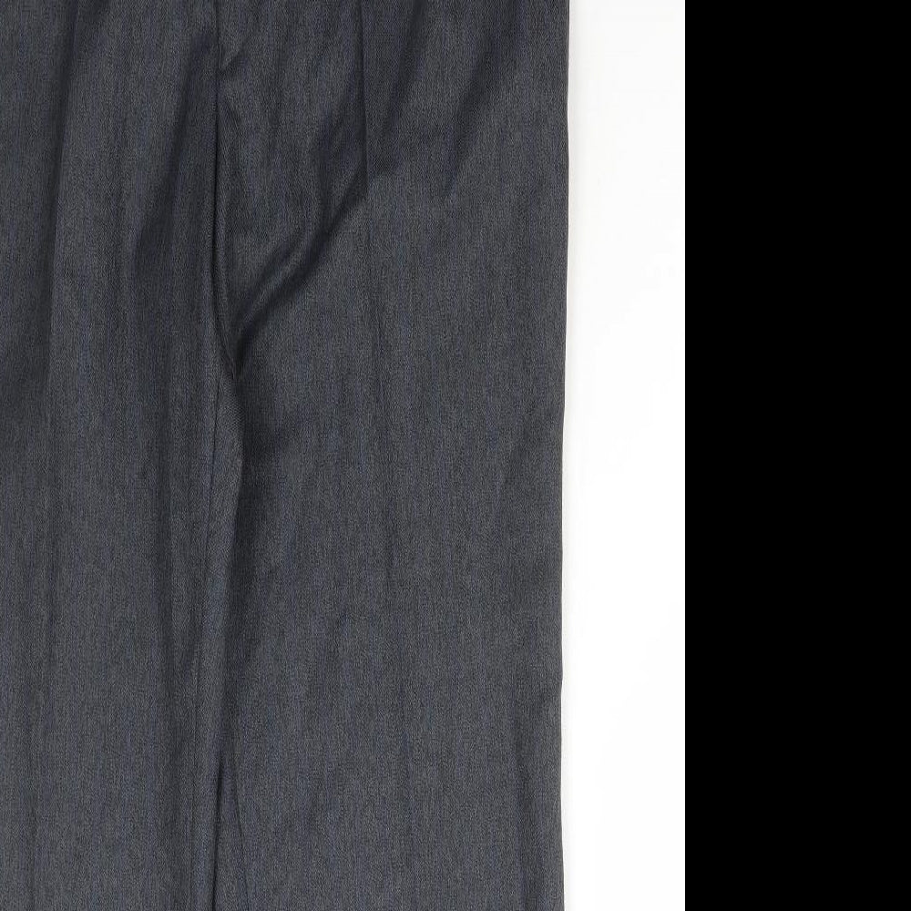 Preworn Mens Grey Striped Polyester Trousers Size 38 in L31 in Regular Hook & Eye
