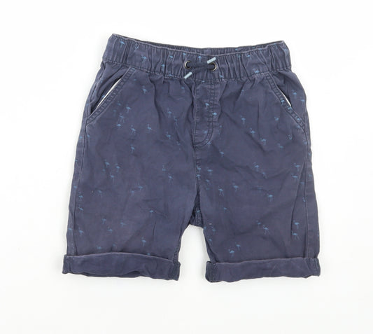 Nutmeg Boys Blue Geometric Cotton Chino Shorts Size 9-10 Years Regular Drawstring - Flamingo Print