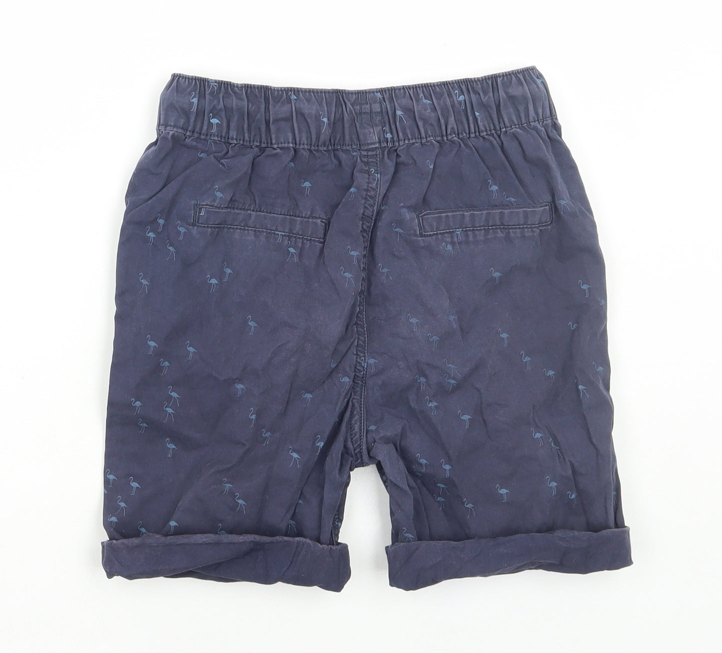 Nutmeg Boys Blue Geometric Cotton Chino Shorts Size 9-10 Years Regular Drawstring - Flamingo Print