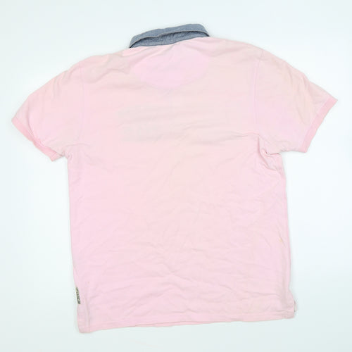 Twisted Soul Mens Pink Cotton Polo Size L Collared Button