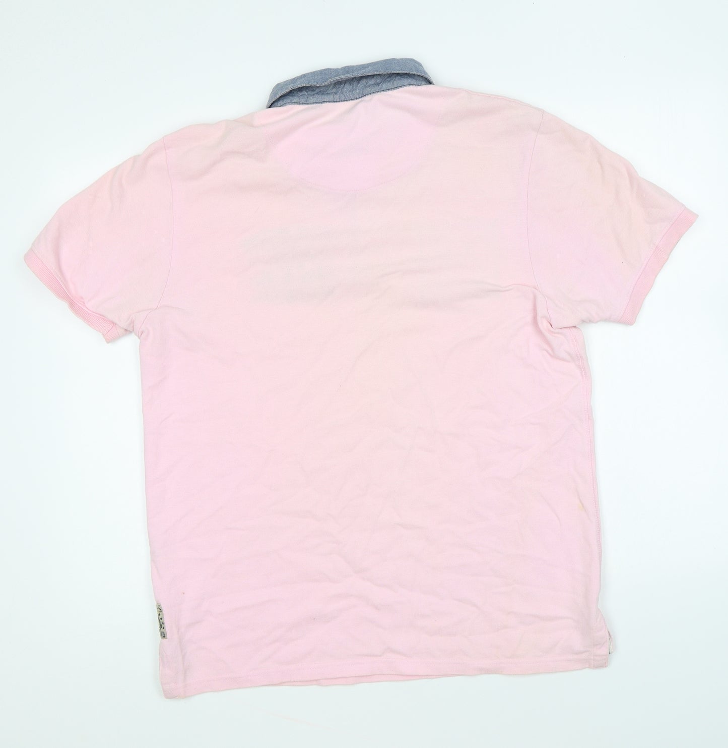 Twisted Soul Mens Pink Cotton Polo Size L Collared Button