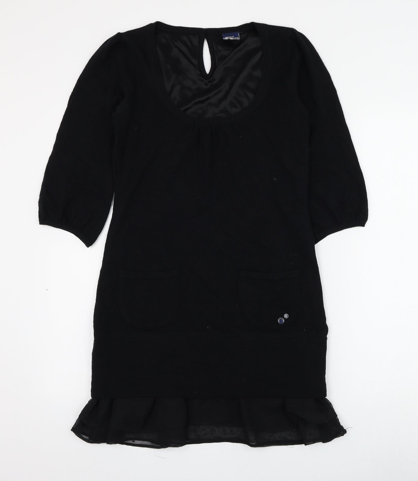 HOOCH Womens Black Wool Jumper Dress Size 10 Scoop Neck Pullover